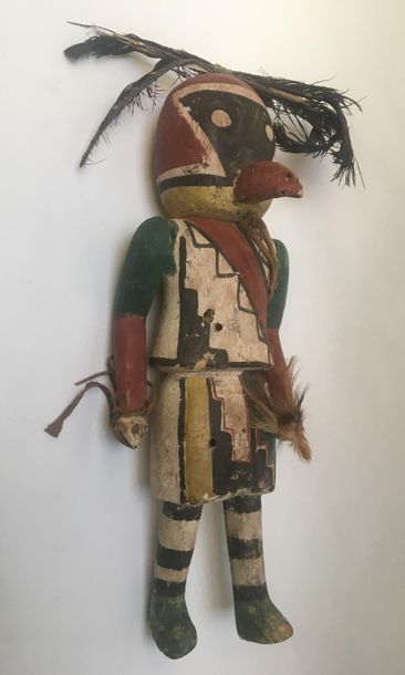 Kachina doll made of polychrome carved cottonwood,...