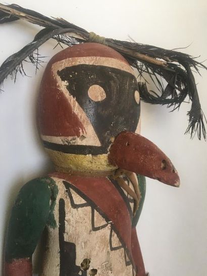 Kachina doll made of polychrome carved cottonwood,...
