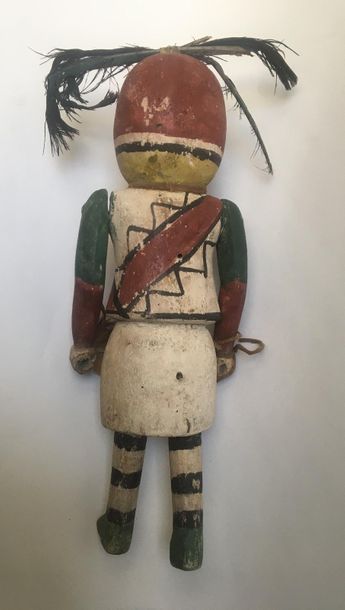 Kachina doll made of polychrome carved cottonwood,...