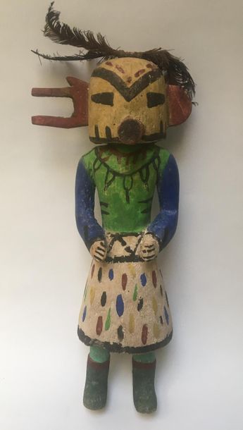 Kachina doll made of polychrome carved cottonwood,...