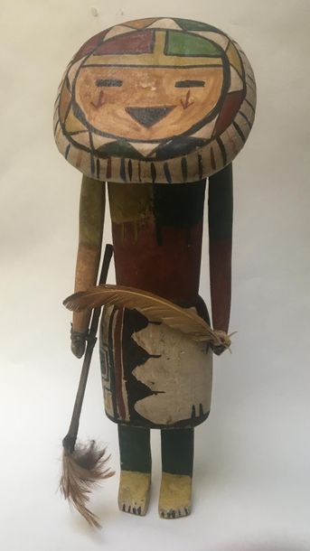 Kachina doll made of polychrome carved cottonwood,...