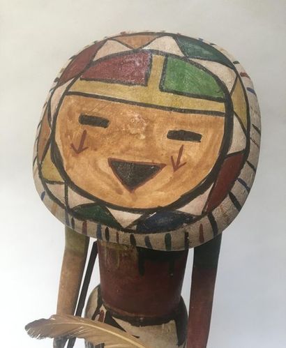 Kachina doll made of polychrome carved cottonwood,...