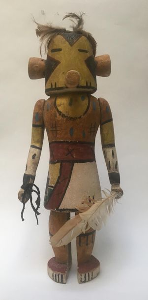 Kachina doll made of polychrome carved cottonwood,...