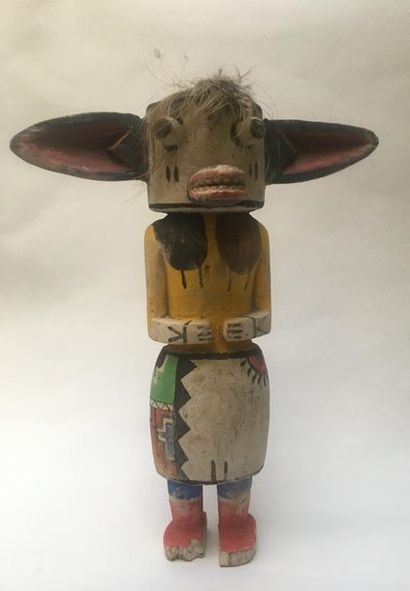 Kachina doll made of polychrome carved cottonwood,...