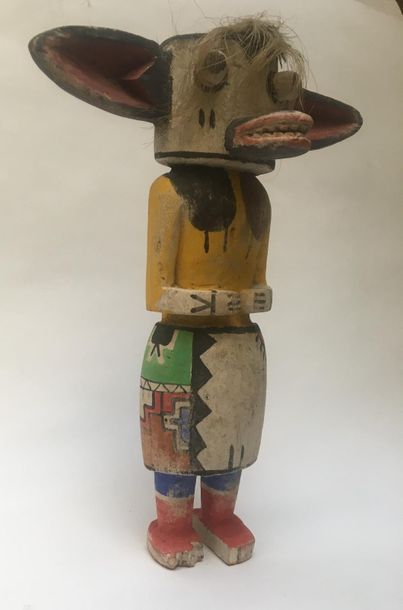 Kachina doll made of polychrome carved cottonwood,...