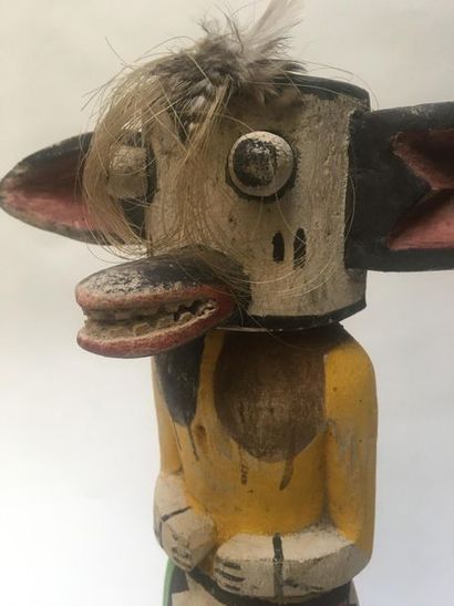 Kachina doll made of polychrome carved cottonwood,...