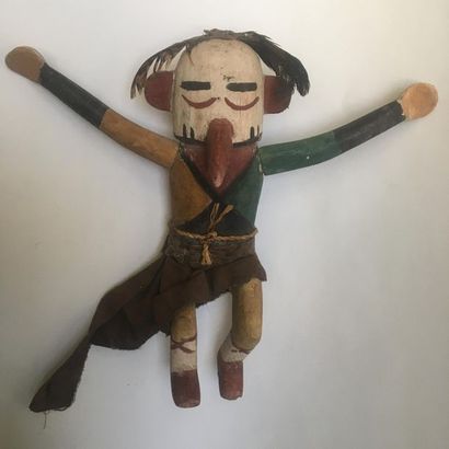Kachina doll made of polychrome carved cottonwood,...