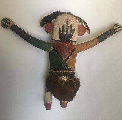 Kachina doll made of polychrome carved cottonwood,...