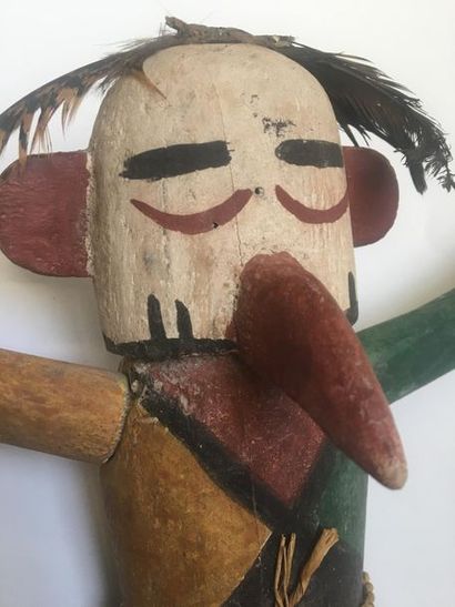 Kachina doll made of polychrome carved cottonwood,...