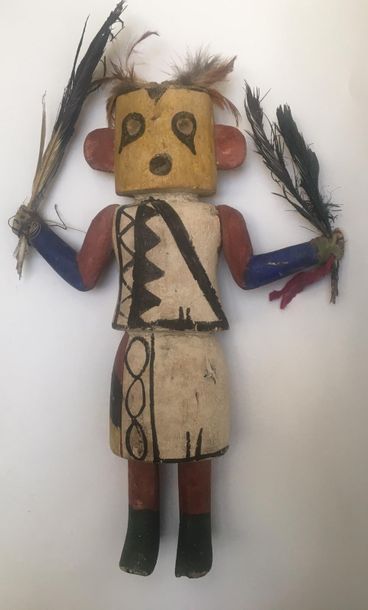 Kachina doll made of polychrome carved cottonwood,...