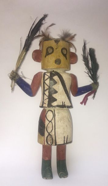 Kachina doll made of polychrome carved cottonwood,...