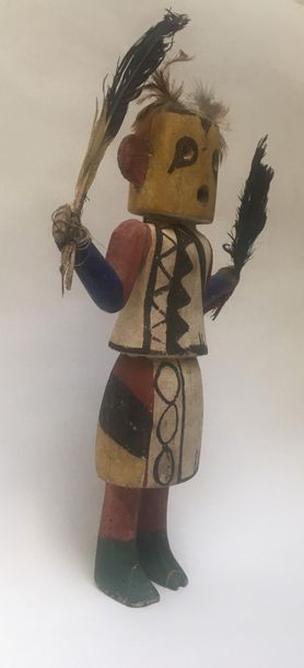 Kachina doll made of polychrome carved cottonwood,...