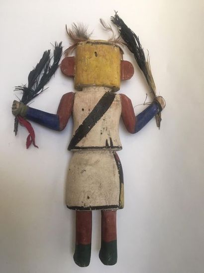 Kachina doll made of polychrome carved cottonwood,...
