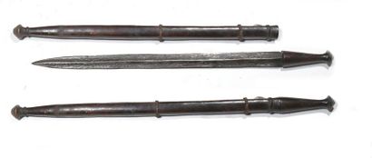 Sword with straight blade and central rib,...