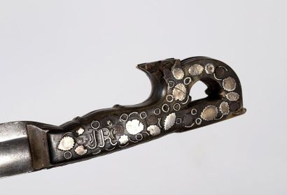 Rectangular blade sword, the hilt inlaid...