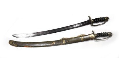 Sabre d'officier, la poignée en bois tourné,...