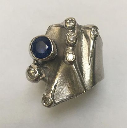 BAGUE d'artiste en or gris18k (750/°°) à...