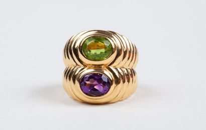 BULGARI - Bague en or jaune 18k (750/°°)...