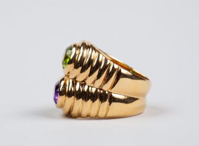 BULGARI - Bague en or jaune 18k (750/°°)...