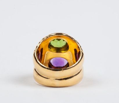 BULGARI - Bague en or jaune 18k (750/°°)...
