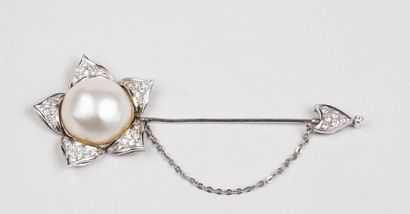 BROCHE EPINGLE en or gris 18k (750/°°) figurant...