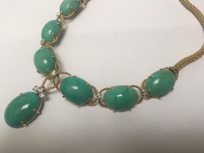 COLLIER ras de cou en or jaune 18k (750/°°)...