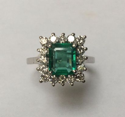 BAGUE en or gris18k (750/°°) sertie d'une...