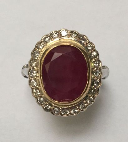 BAGUE POMPADOUR en or gris et or jaune18k...