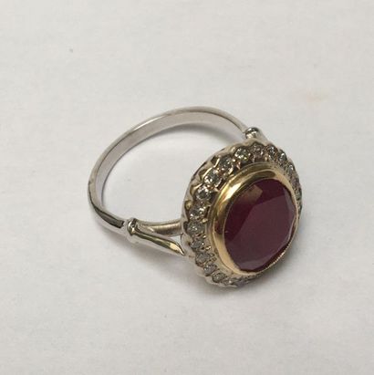 BAGUE POMPADOUR en or gris et or jaune18k...