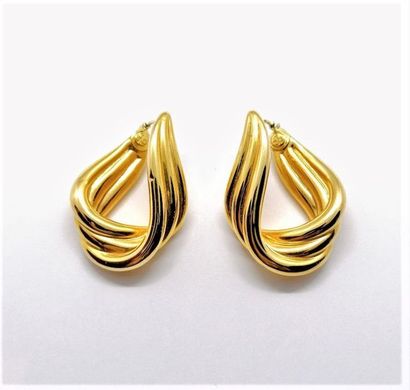 CREOLES en or 18K (750/°°), motif torsadé...