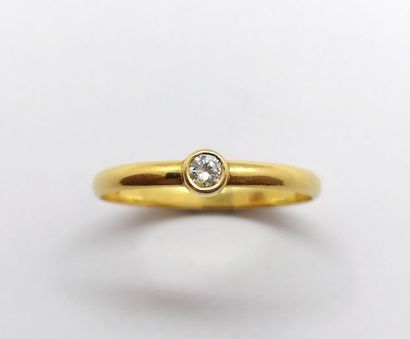 BAGUE solitaire en or jaune 18K (750/°°),...