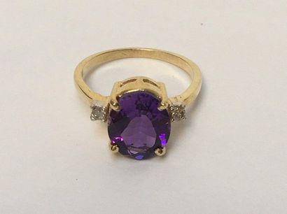 BAGUE en argent doré (vermeil) 925/°° sertie...