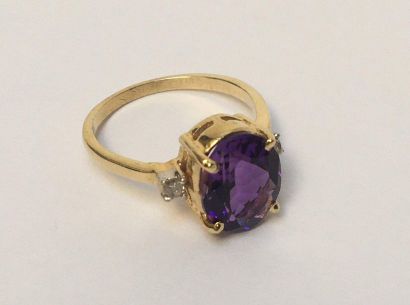 BAGUE en argent doré (vermeil) 925/°° sertie...