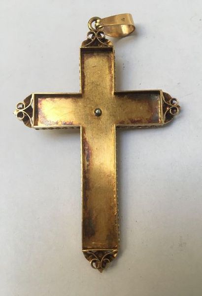 CROIX en or jaune et rose 18k (750/°°) à...