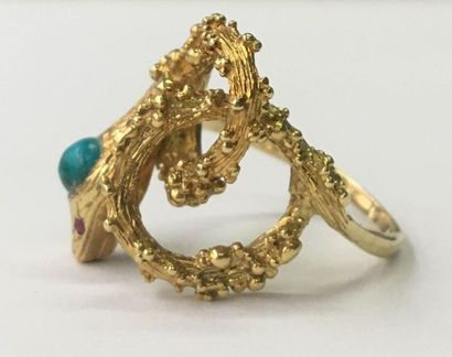 BAGUE ancienne en or jaune 18k (750/°°) représentant...