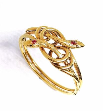 BRACELET, en or jaune 18K (750/°°),double...