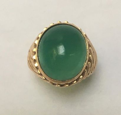 BAGUE en or jaune 18k (750/°°) la monture...