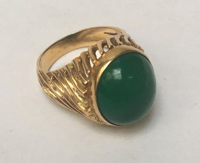 BAGUE en or jaune 18k (750/°°) la monture...