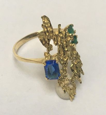 BAGUE en or jaune 18k (750/°°) moderniste...