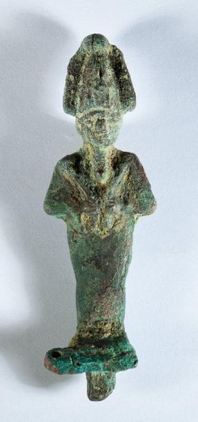 Osiris in bronze with a green patina. 

Egypt,...