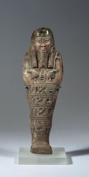 Oushebti in beige enamelled fritte inscribed...