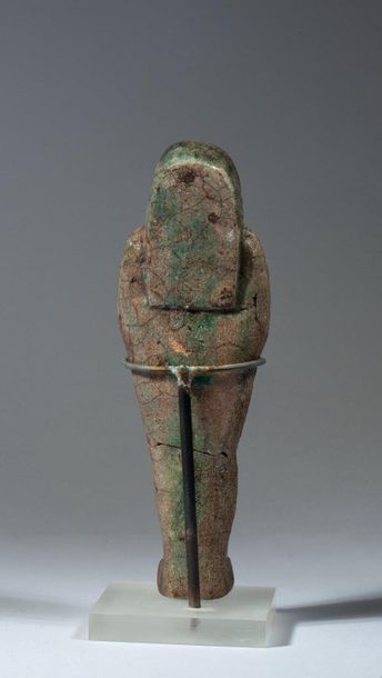 Oushebti in beige enamelled fritte inscribed...