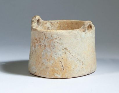 Libation crucible with white stone handles....