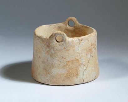 Libation crucible with white stone handles....