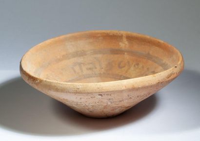 Beige terracotta soup plate with traces of...