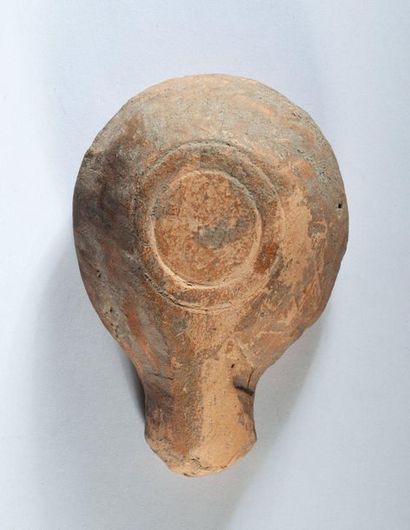 Red terracotta oil lamp signed Roman Per...