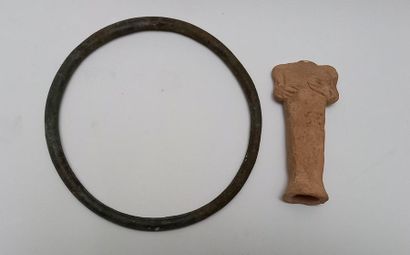 LOT comprising a bronze torque with a green...