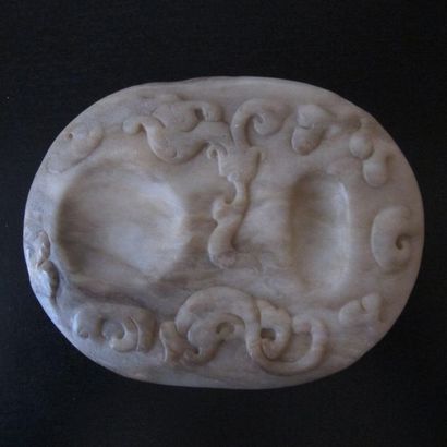Ink stone. Translucent marbled hard stone...
