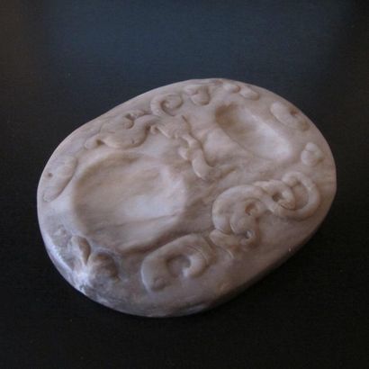 Ink stone. Translucent marbled hard stone...