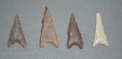 Lot: Four Neolithic flint arrowheads called...